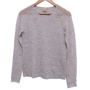BALDWIN Kid Mohair Merino Wool Blend Thin Light Gray Sweater Size Small